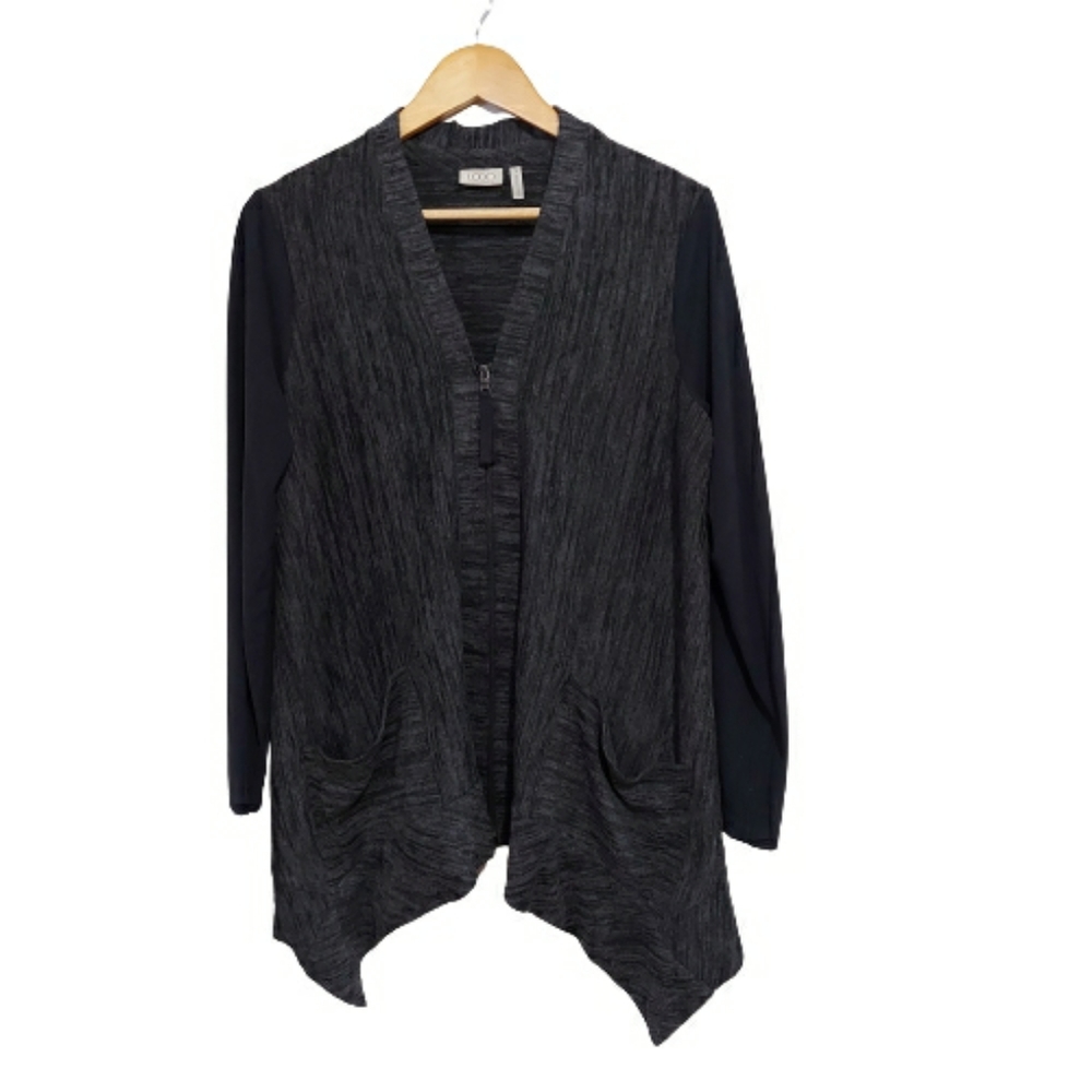 LOGO by Lori Goldstein Full Zip V Neck